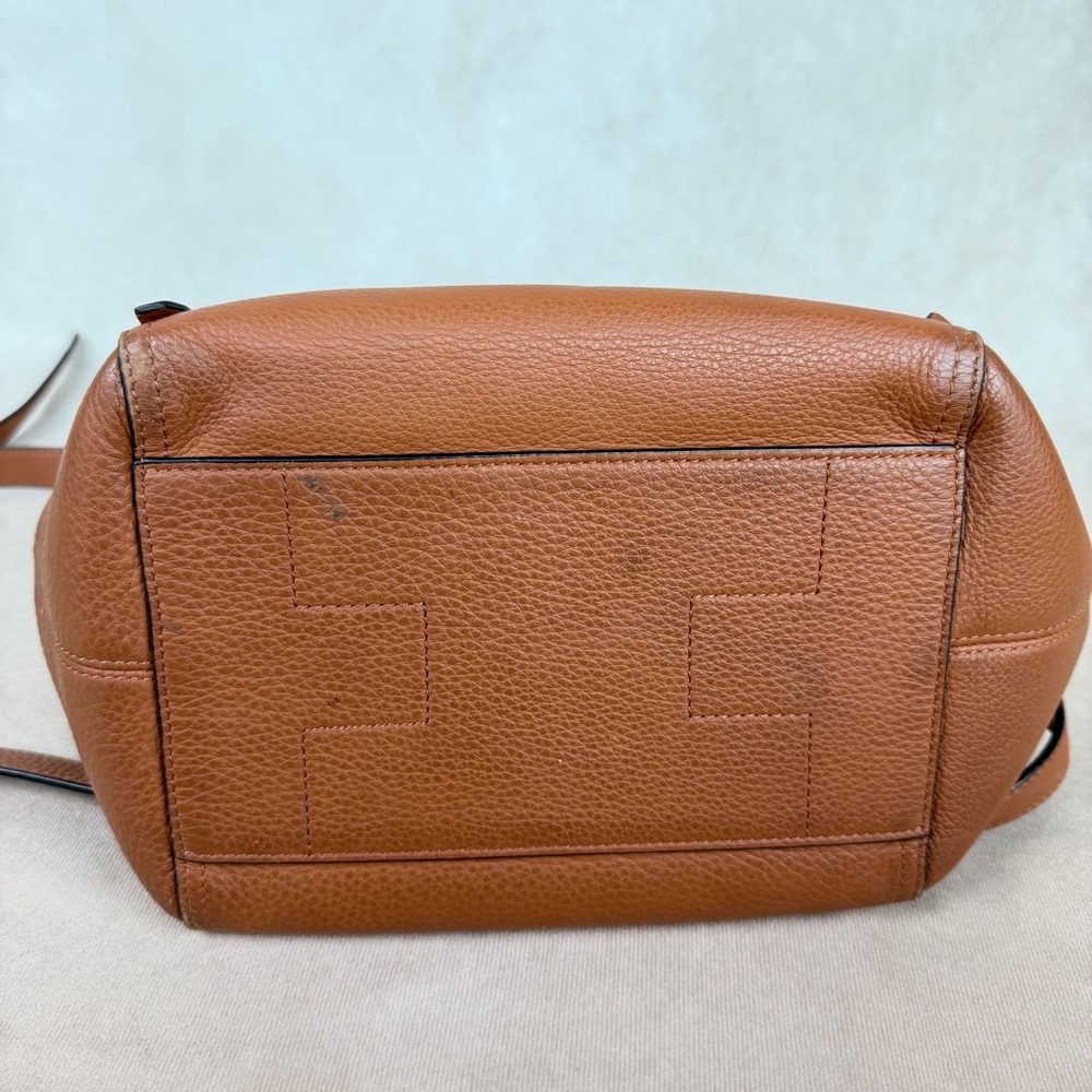 Tory Burch Brown Leather Half-Moon Top Handle Satchel Crossbody Bag - Picture 7 of 15